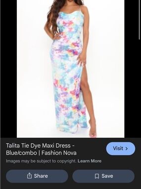 Fashion Nova Tie-Dye Cowl Neck Maxi Dress - Blue, Purple, Pink Talita SZ M NWOT